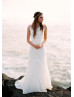 V Neck Ivory Lace Deep V Back Wedding Dress